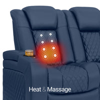 Seatcraft Euphoria Heat & Massage Sofa, Italian Leather, Powered Headrest, Powered Lumbar, Power Recline