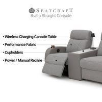 Rialto Italian Leather & Fabric Console Table Home Theater Seating