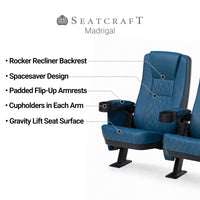Seatcraft Madrigal 3 Row Home Theater Seats and Riser Package, Vinyl, Blue