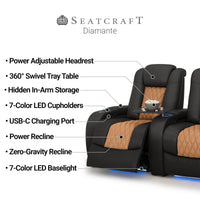 Diamante CoolZeroᵀᴹ Italian Leather Two-Tone Home Theater Seating