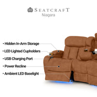 Seatcraft Niagara Italian Leather Sofa, Power Recline