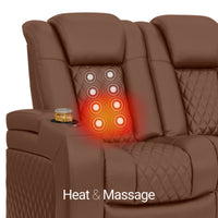Seatcraft Euphoria Heat & Massage Sofa, Italian Leather, Powered Headrest, Powered Lumbar, Power Recline