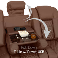 Seatcraft Euphoria Heat & Massage Sofa, Italian Leather, Powered Headrest, Powered Lumbar, Power Recline