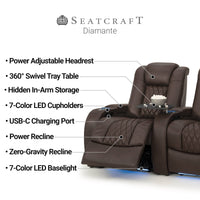 Diamante Italian Leather Zero Gravity Home Theater Seating