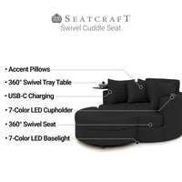 Swivel Cuddle Seat Italian Leather Media Room Furniture