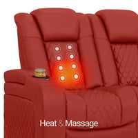 Seatcraft Euphoria Heat & Massage Sofa, Italian Leather, Powered Headrest, Powered Lumbar, Power Recline