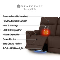 Trivanta HeatZeroᵀᴹ Italian Leather Home Theater Sofa