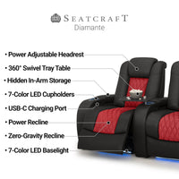 Diamante CoolZeroᵀᴹ Italian Leather Two-Tone Home Theater Seating