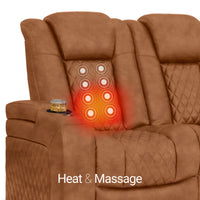 Seatcraft Euphoria Heat & Massage Sofa, Italian Leather, Powered Headrest, Powered Lumbar, Power Recline