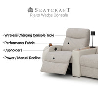 Rialto Italian Leather & Fabric Wedge Console Home Theater Seating