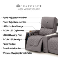 Apex CoolZeroᵀᴹ Wedge Console Italian Leather Home Theater Seats
