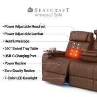 Armada LT HeatZeroᵀᴹ Italian Leather Home Theater Sofa