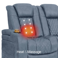 Seatcraft Euphoria Heat & Massage Sofa, Italian Leather, Powered Headrest, Powered Lumbar, Power Recline