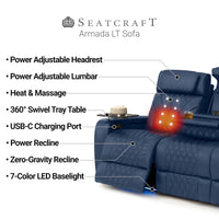 Armada LT HeatZeroᵀᴹ Italian Leather Home Theater Sofa