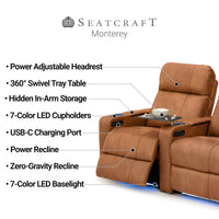 Monterey Chaise CoolZeroᵀᴹ Italian Leather Home Theater Seating