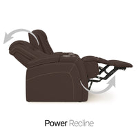 Seatcraft Omega Sofa Leather Gel, Powered Headrest, Power Recline, Black or Brown