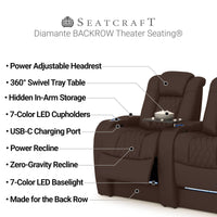 Diamante CoolZeroᵀᴹ Italian Leather BACKROW Theater Seating®