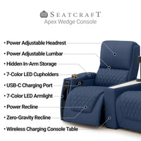 Apex CoolZeroᵀᴹ Wedge Console Italian Leather Home Theater Seats