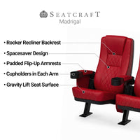 Seatcraft Madrigal 2 Row Home Theater Seats and Riser Package, Vinyl, Red