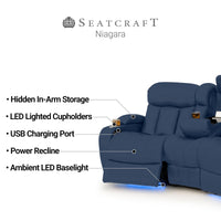 Seatcraft Niagara Italian Leather Sofa, Power Recline