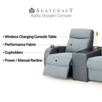 Rialto Italian Leather & Fabric Console Table Home Theater Seating