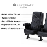 Seatcraft Madrigal 2 Row Home Theater Seats and Riser Package, Vinyl, Black