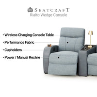 Rialto Italian Leather & Fabric Wedge Console Home Theater Seating