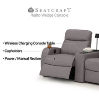 Rialto Italian Leather Wedge Console Table Home Theater Seating