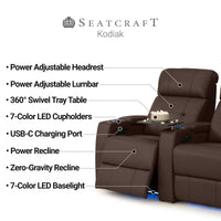 Kodiak CoolZeroᵀᴹ Italian Leather Home Theater Seating