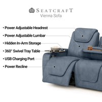 Seatcraft Vienna Sofa & Loveseat Italian Leather, Powered Headrest & Lumbar, Power Recline