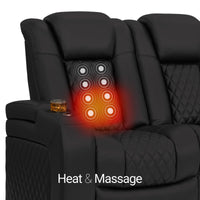 Seatcraft Euphoria Heat & Massage Sofa, Italian Leather, Powered Headrest, Powered Lumbar, Power Recline