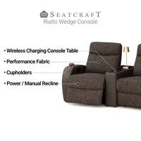Rialto Italian Leather & Fabric Wedge Console Home Theater Seating