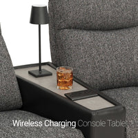 Rialto Italian Leather & Fabric Wedge Console Home Theater Seating