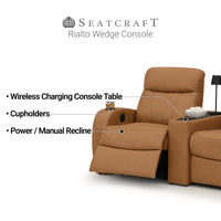 Rialto Italian Leather Wedge Console Table Home Theater Seating