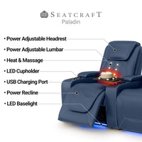 Paladin Italian Leather Heat & Massage Home Theater Seating