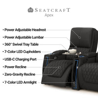 Apex Chaise CoolZeroᵀᴹ Italian Leather Home Theater Seating