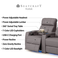 Kodiak Chaise CoolZeroᵀᴹ Italian Leather Home Theater Seating
