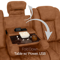 Seatcraft Euphoria Heat & Massage Sofa, Italian Leather, Powered Headrest, Powered Lumbar, Power Recline