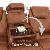 Seatcraft Concerto Heat & Massage Sofa, Italian Leather, Powered Headrest, Powered Lumbar, Power Recline
