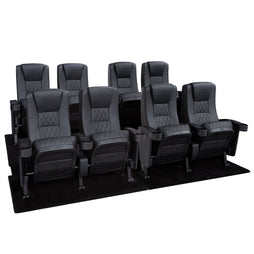 Seatcraft Madrigal 2 Row Home Theater Seats and Riser Package, Vinyl, Black