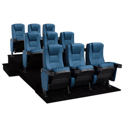 Seatcraft Madrigal 3 Row Home Theater Seats and Riser Package, Vinyl, Blue