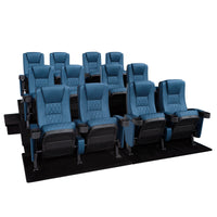 Seatcraft Madrigal 3 Row Home Theater Seats and Riser Package, Vinyl, Blue