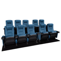 Seatcraft Madrigal 2 Row Home Theater Seats and Riser Package, Vinyl, Blue