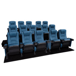 Seatcraft Madrigal 3 Row Home Theater Seats and Riser Package, Vinyl, Blue