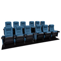 Seatcraft Madrigal 2 Row Home Theater Seats and Riser Package, Vinyl, Blue