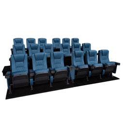 Seatcraft Madrigal 3 Row Home Theater Seats and Riser Package, Vinyl, Blue