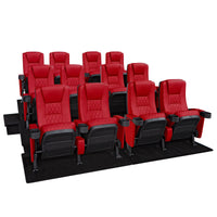 Seatcraft Madrigal 3 Row Home Theater Seats and Risers Package, Vinyl, Red