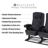 Seatcraft Montago Free-Standing Base Movie Seats, Vinyl, Black