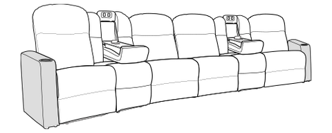 Row of 4 Standard w/ 2 Consoles 168.0"