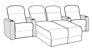 Row of 4 Middle Loveseat and Dual Chaises 118.0"